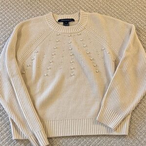French Connection Cream Sweater with Pearl Details